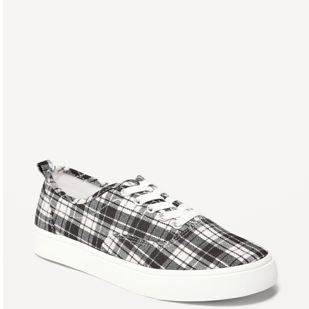 Gender-Neutral Flannel Plaid Lace-Up Sneakers for Kids